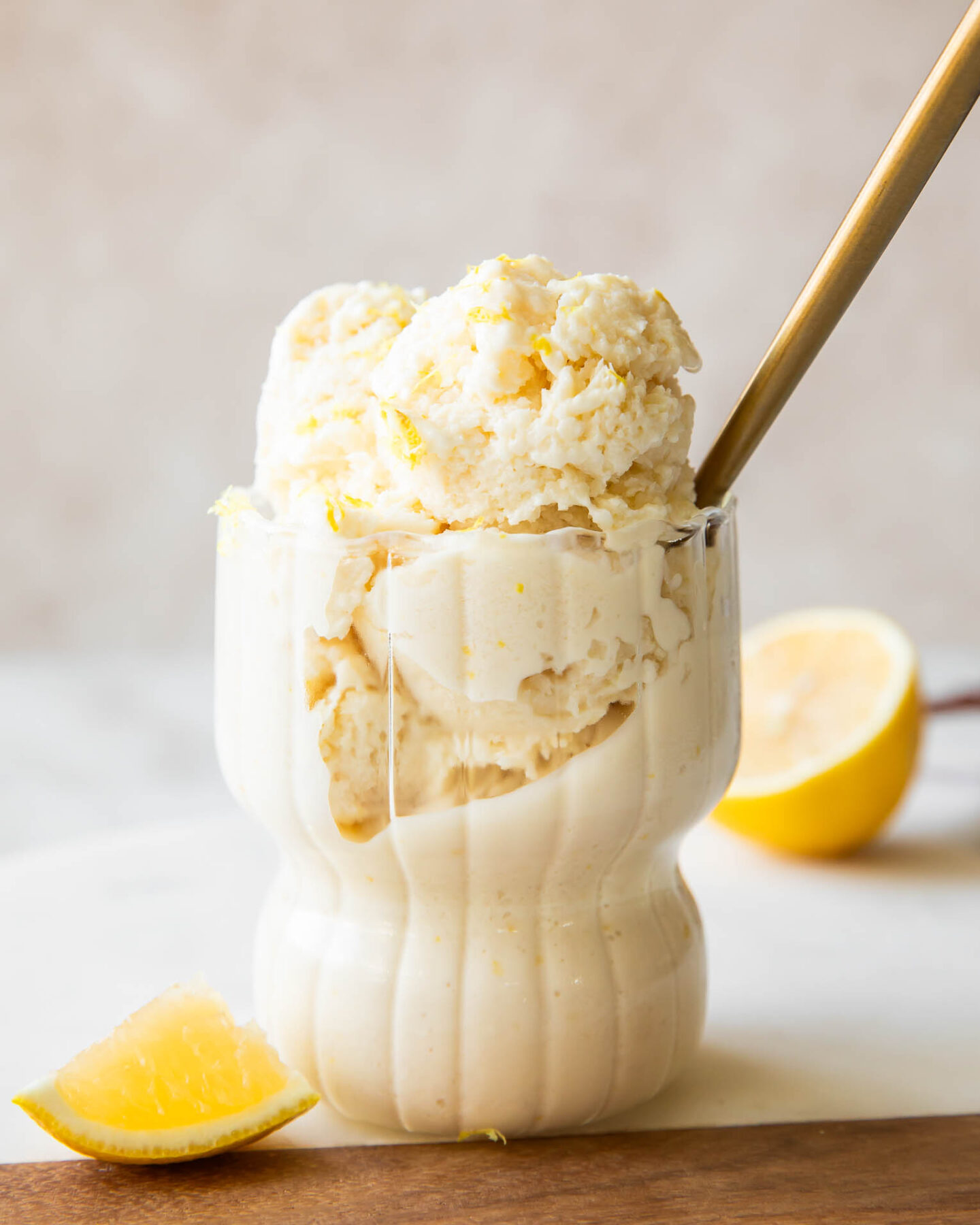 Close up of healthy Lemon Ice Cream recipe.