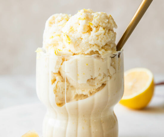 Close up of healthy Lemon Ice Cream recipe.