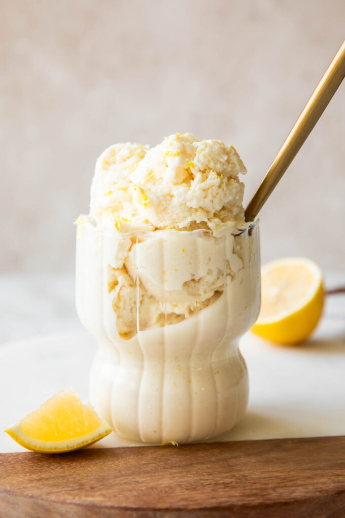 Close up of healthy Lemon Ice Cream recipe.