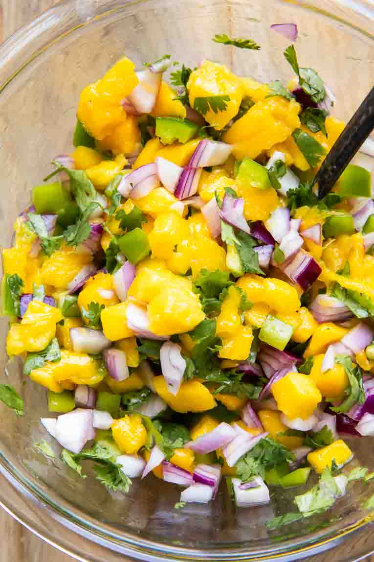 Mango Salsa mixed together with lime juice and salt.