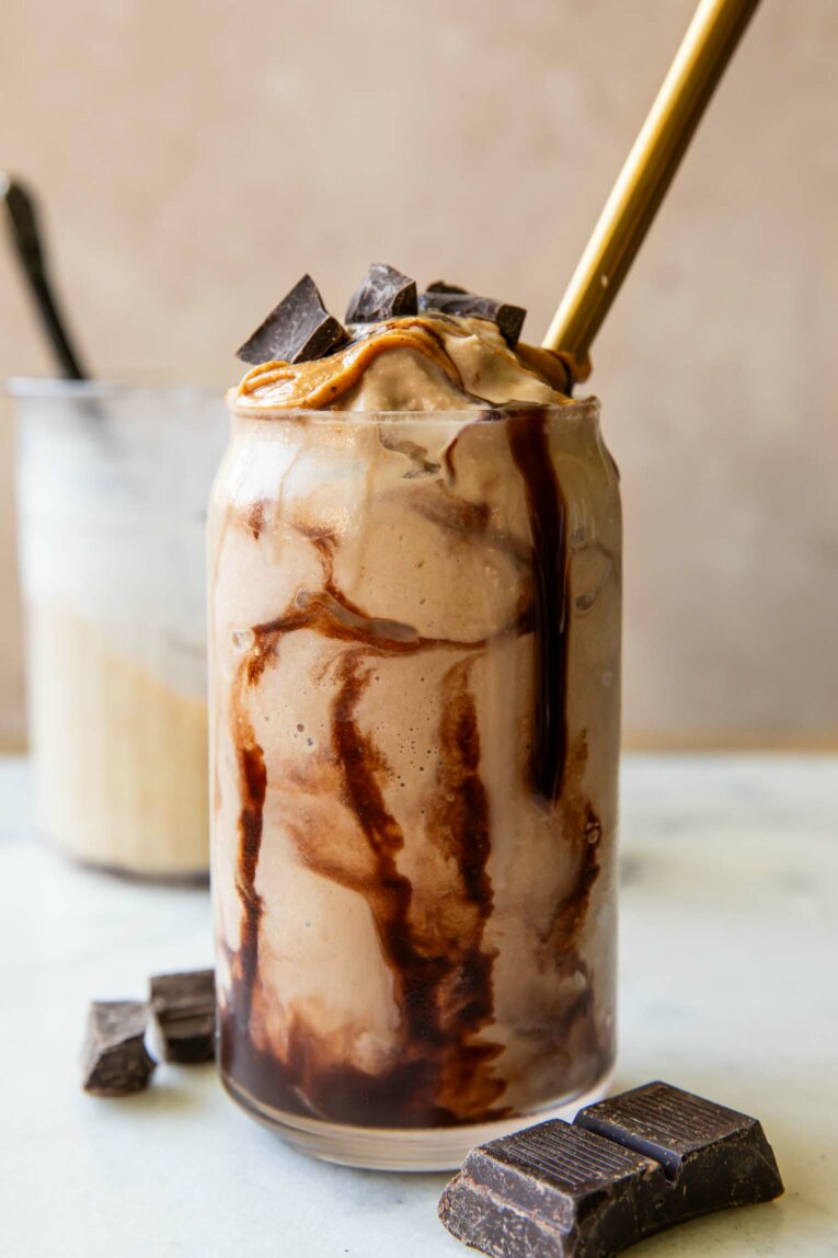 Close up of Ninja Creami Protein Milkshake in a glass.