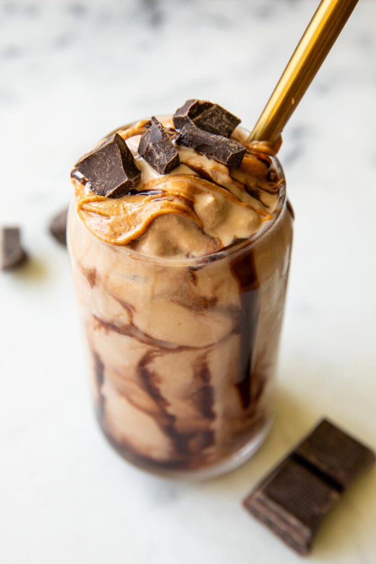 Angled photo of Ninja Creami Protein Milkshake.
