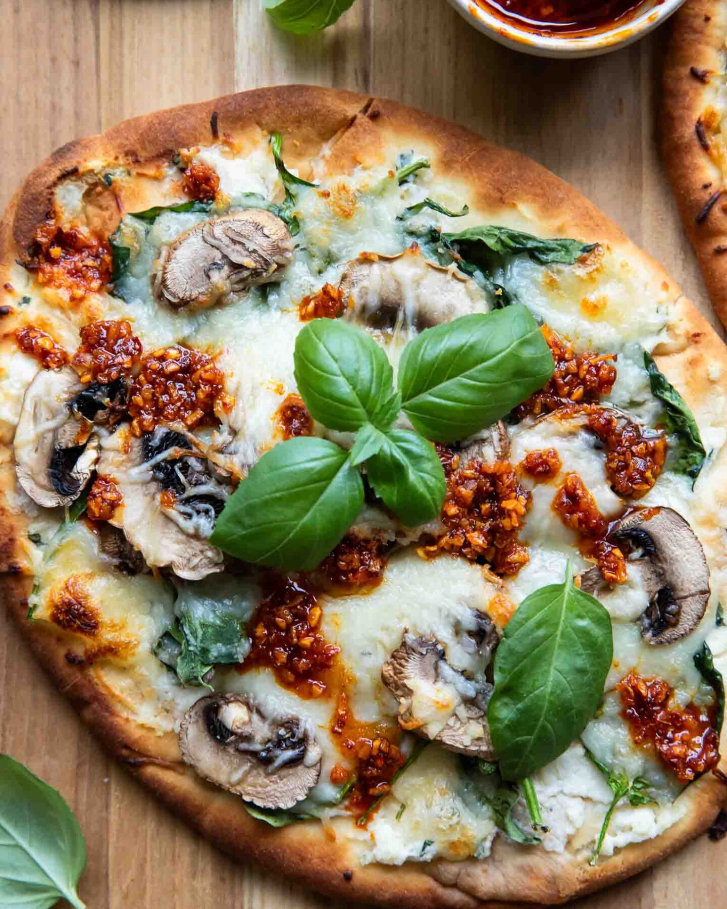 Top shot of Naan Pizza recipe.