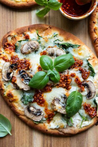 Top shot of Naan Pizza recipe.