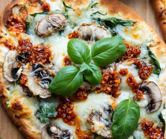Top shot of Naan Pizza recipe.