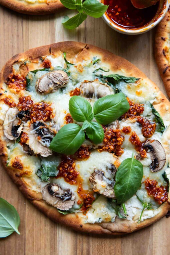 Top shot of Naan Pizza recipe.
