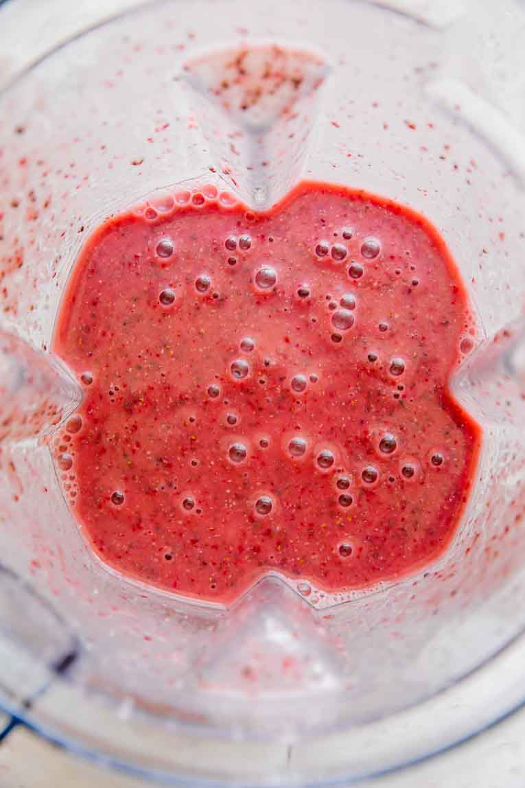 Strawberry popsicle ingredients blended.