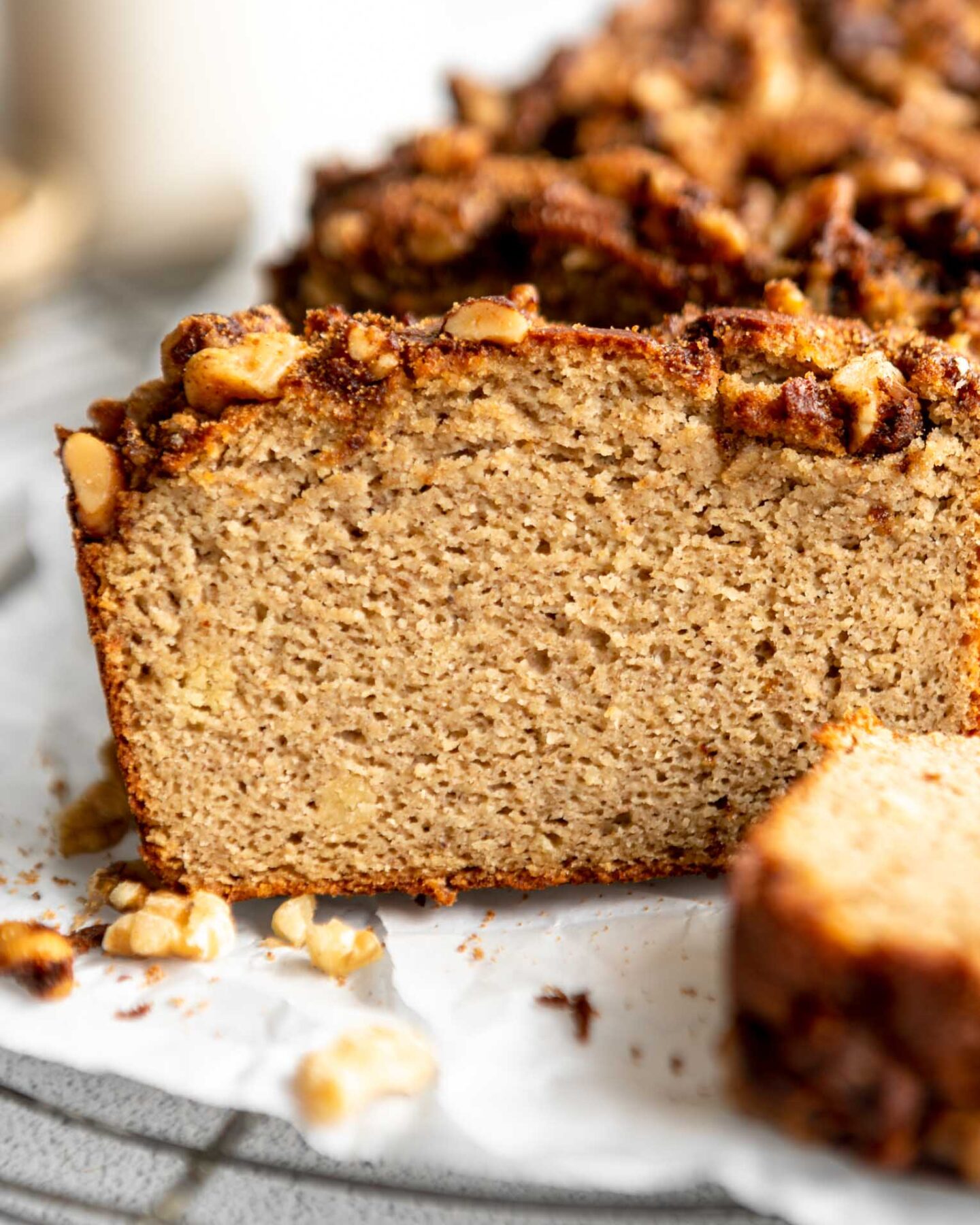 Close up loaf Almond Flour Banana Bread.