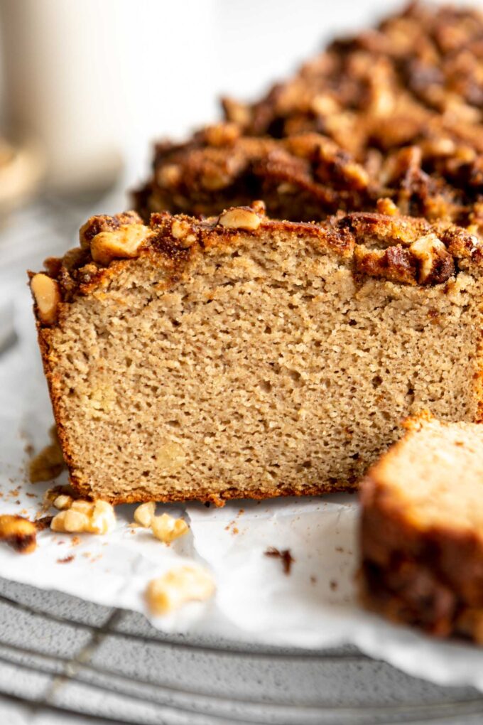Close up loaf Almond Flour Banana Bread.