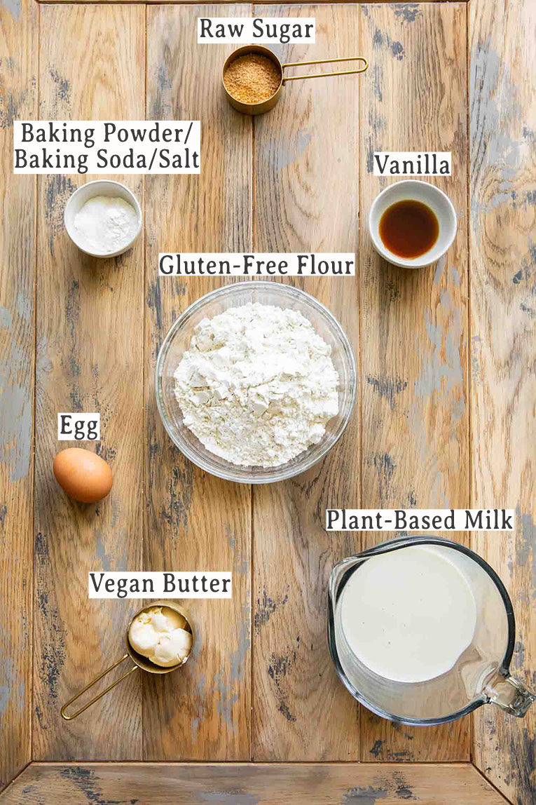 Ingredients for Gluten-Free Pancakes recipe.