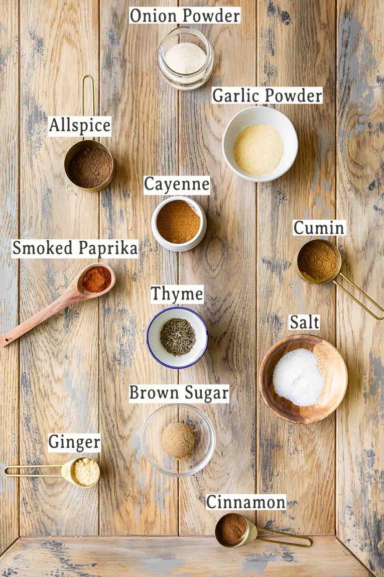 Ingredients for Jerk Seasoning blend recipe.