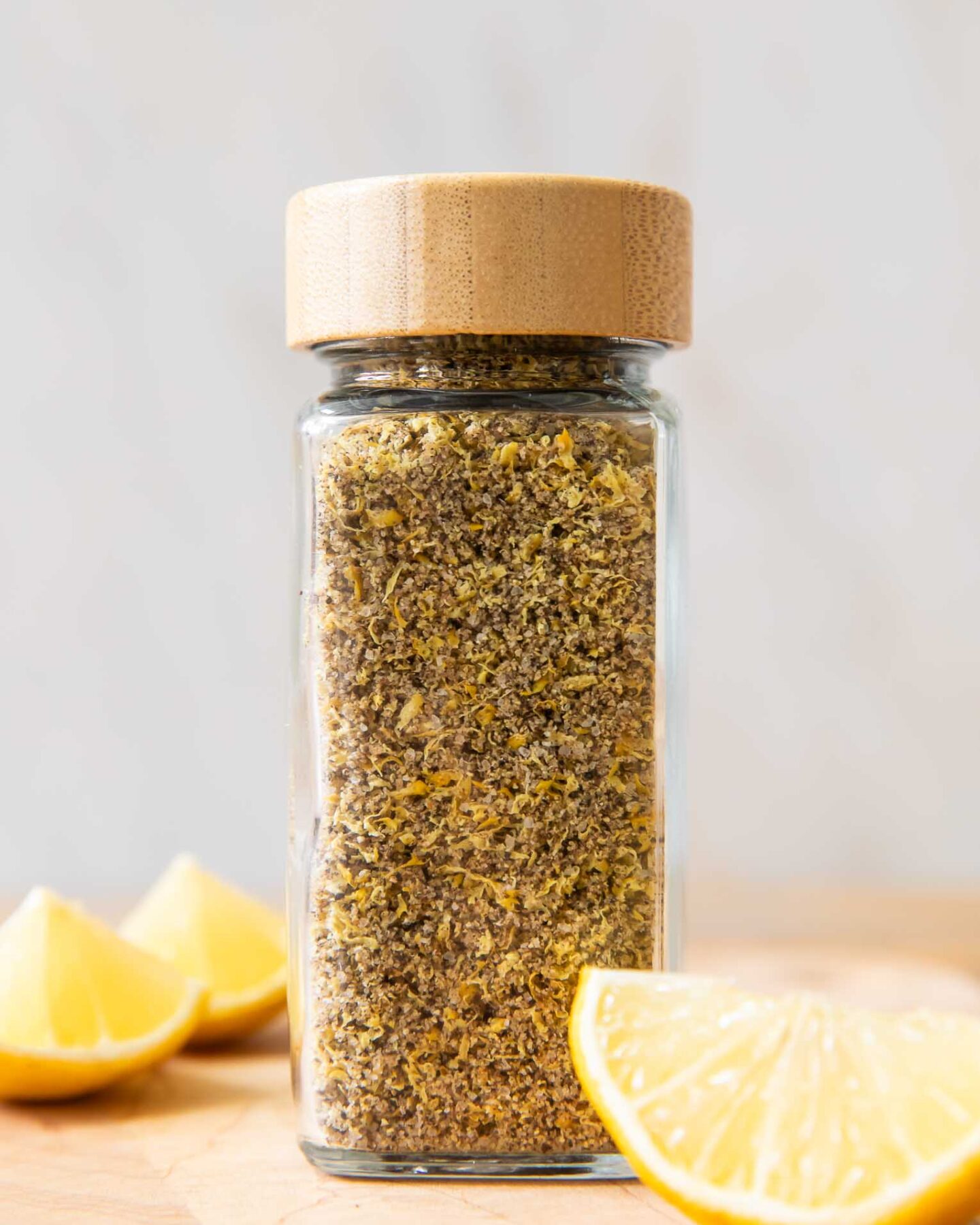 Lemon Pepper Seasoning in a glass jar.