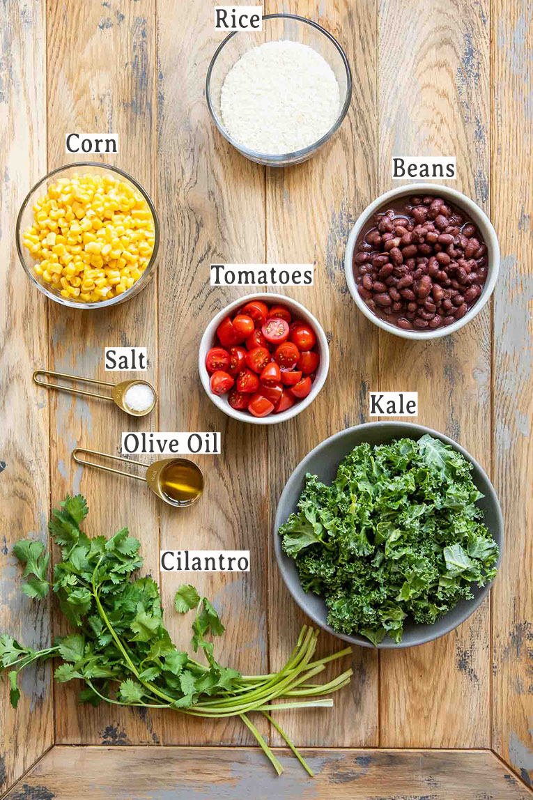 Ingredients for meal prep bowls lunch idea.