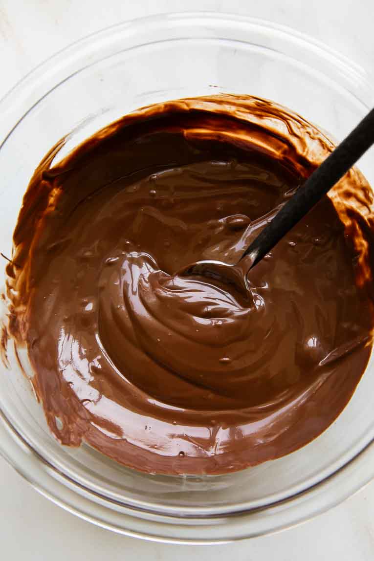 Melted chocolate in a bowl.