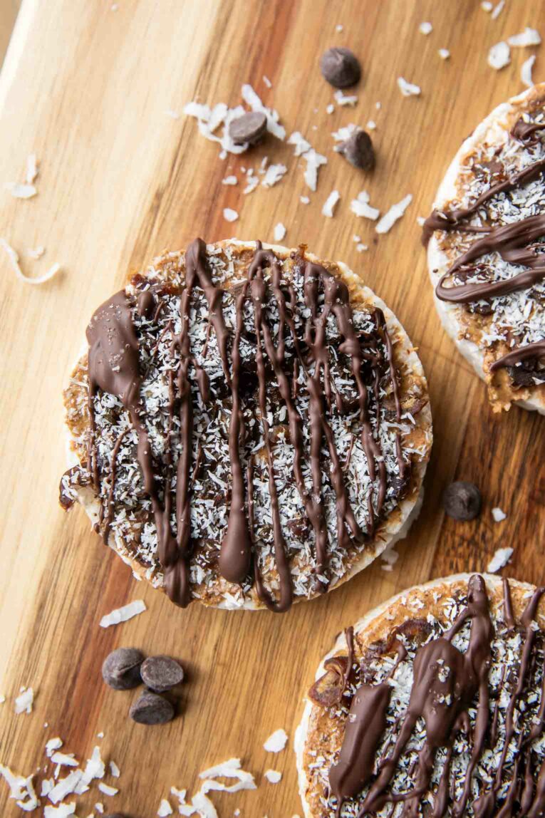 Healthy samoa cookie rice cake treat.