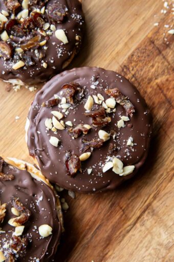 Healthy snickers rice cake snack.