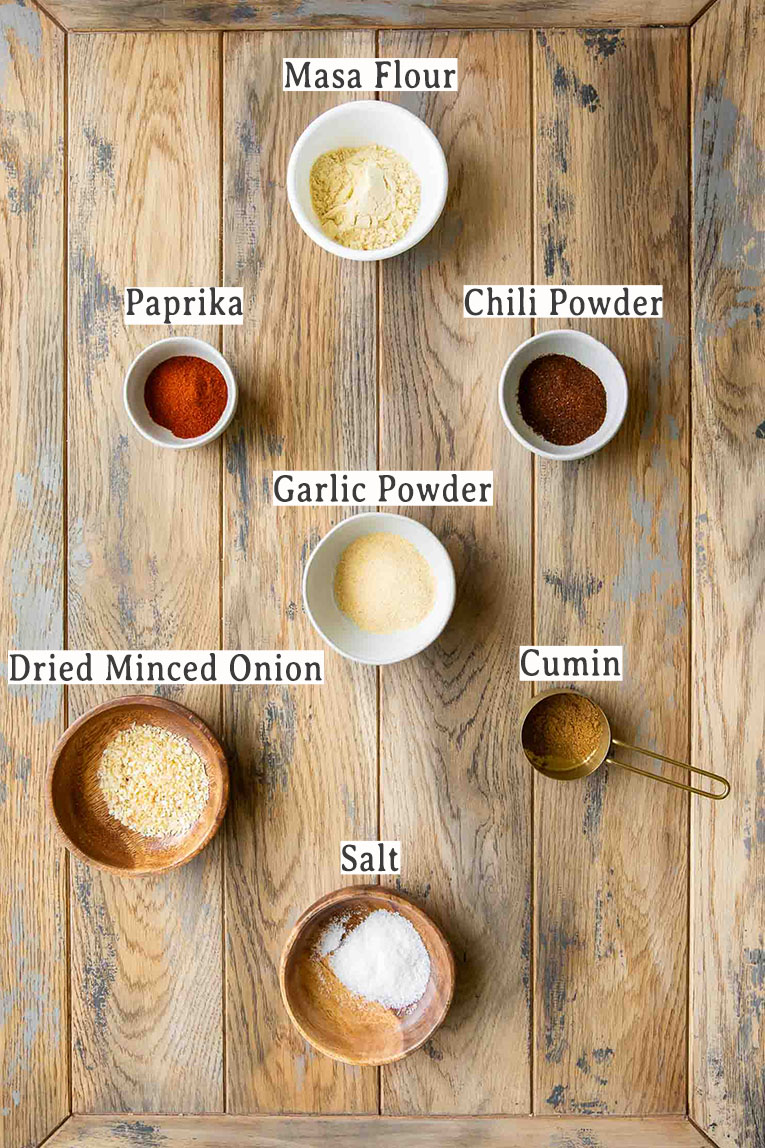 Ingredients for homemade easy Taco Seasoning Recipe.