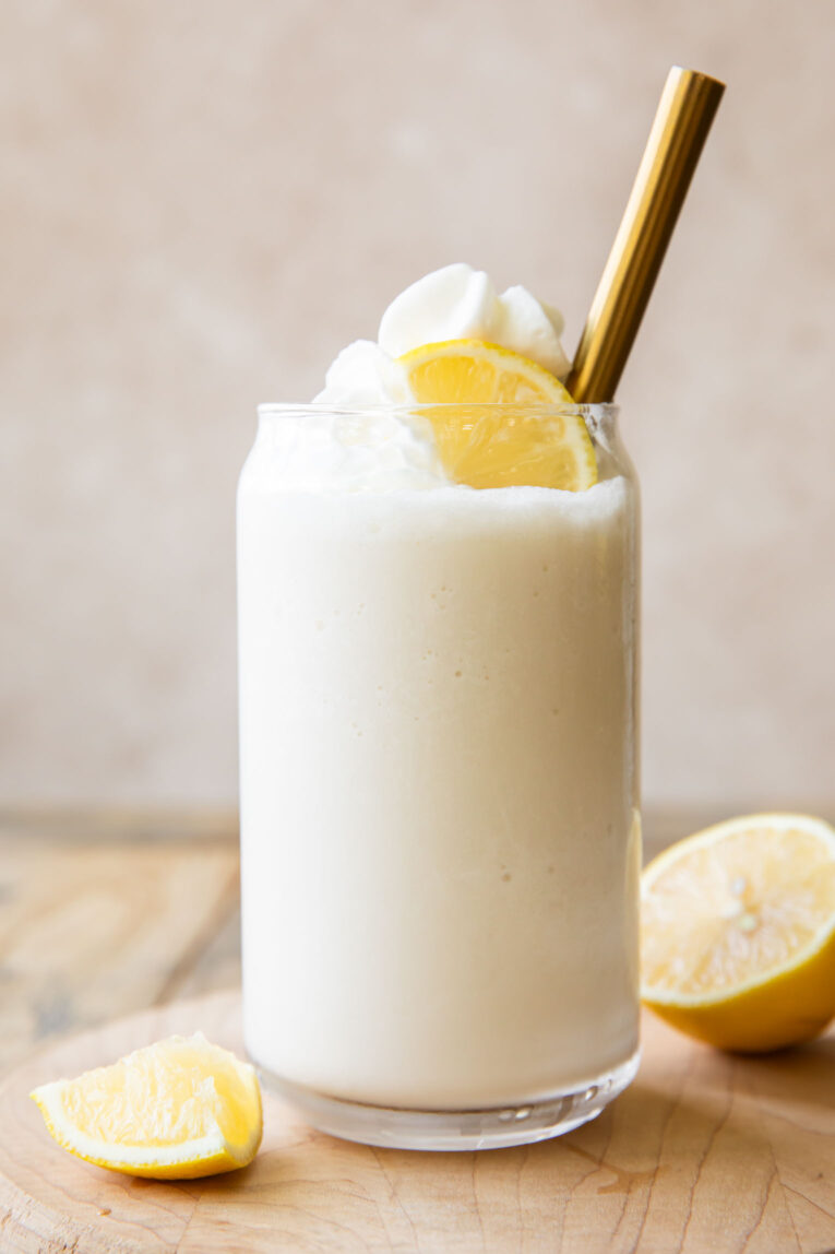 Close up of Whipped Frozen Lemonade.
