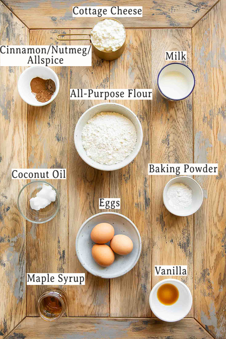 Ingredients for apple protein pancakes.
