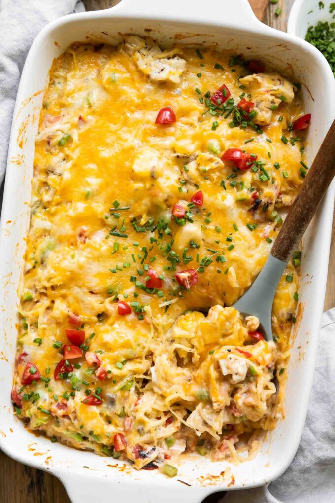 Cheesy Chicken Spaghetti Squash Casserole recipe.