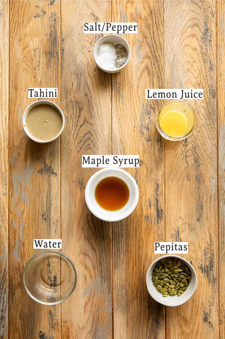 Ingredients for maple tahini sauce.