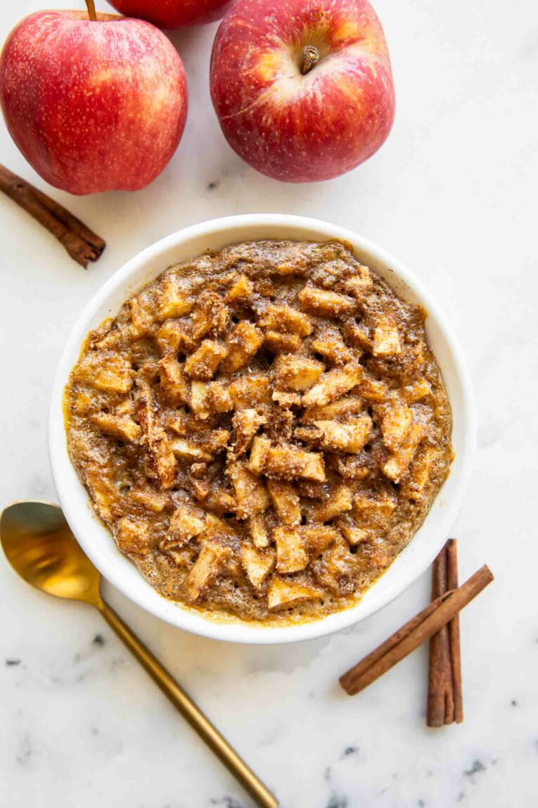 Cinnamon Streusel Apple Baked Oats in a bowl.