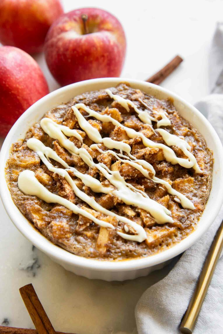 Angled photo of Cinnamon Streusel Apple Baked Oats.