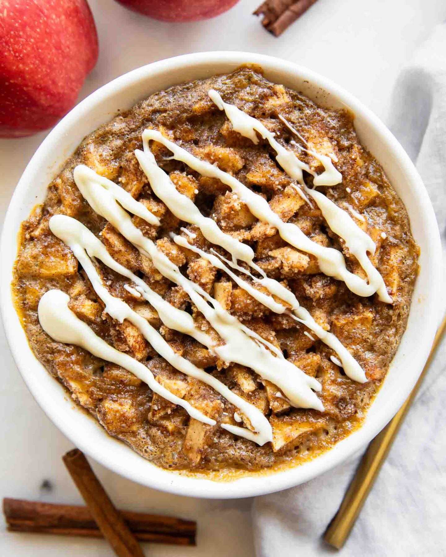 Apple baked oats recipe in a ramekin.