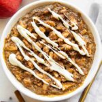 Apple baked oats recipe in a ramekin.