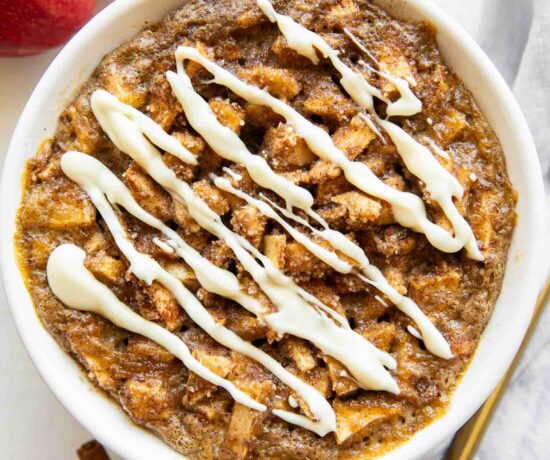 Apple baked oats recipe in a ramekin.