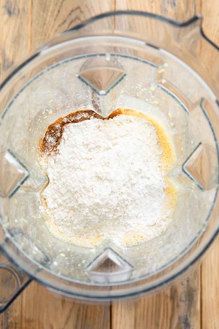 Dry ingredients mixed for cottage cheese muffins.