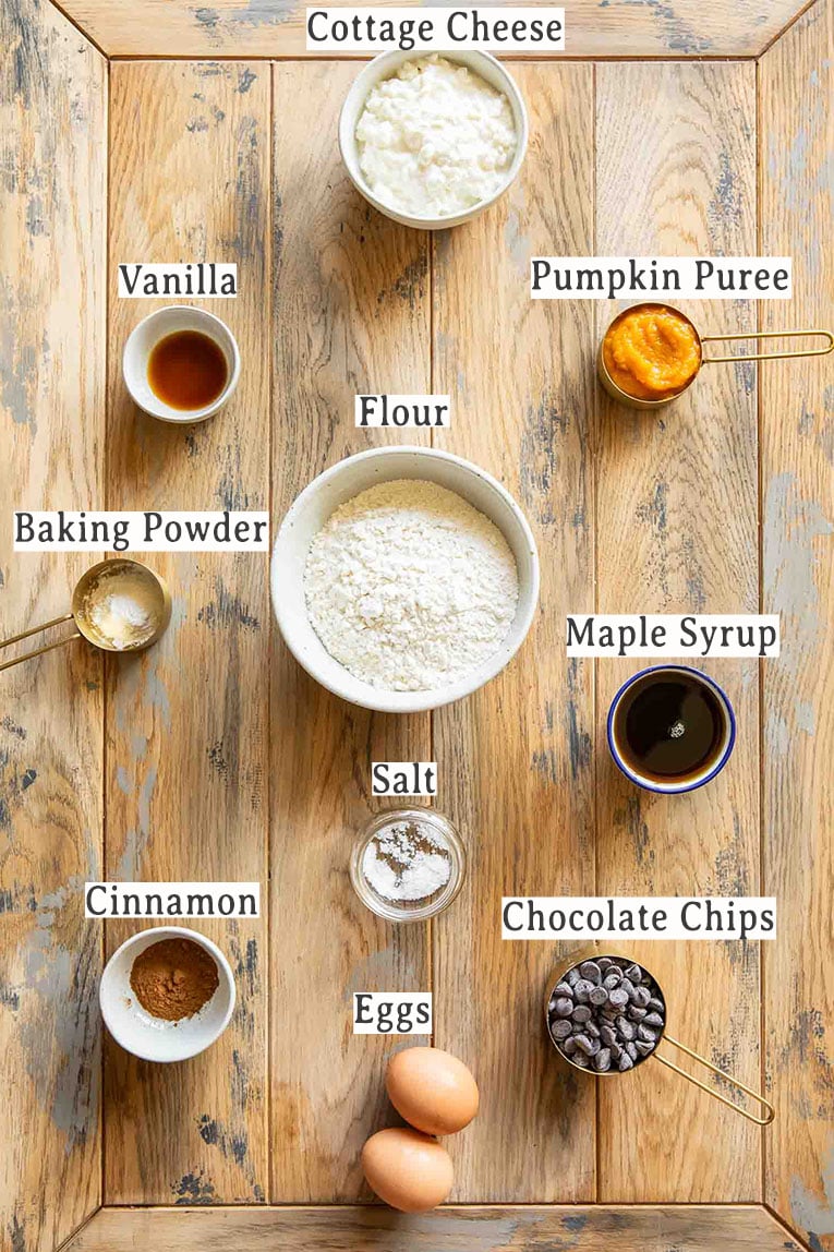 Ingredients for Cottage Cheese Muffins recipe.