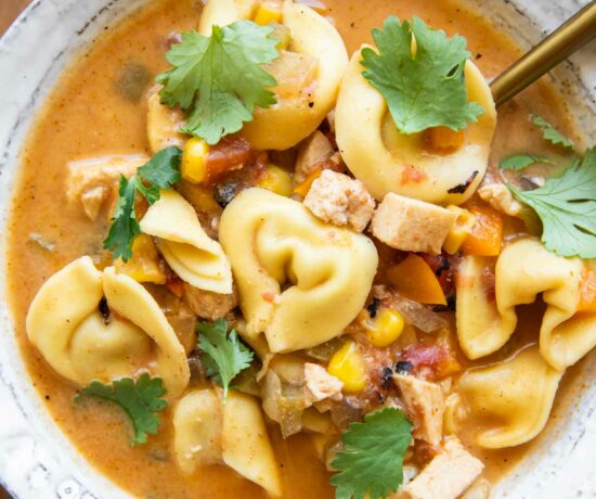 Top shot of healthy protein soup recipe.