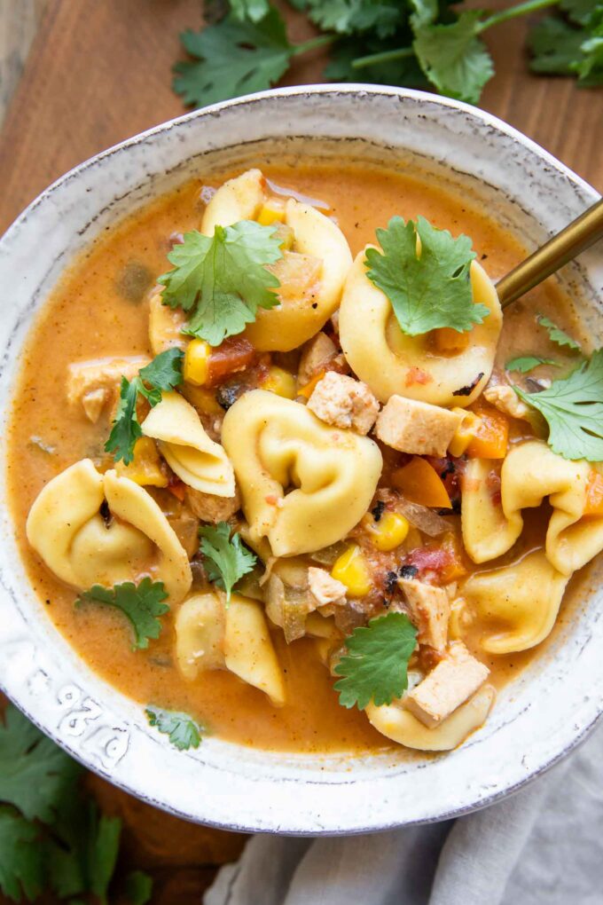 Top shot of healthy protein soup recipe.