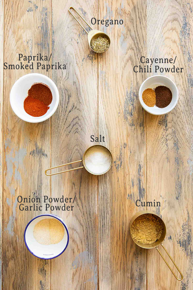 Ingredients for homemade Fajita Seasoning Recipe.