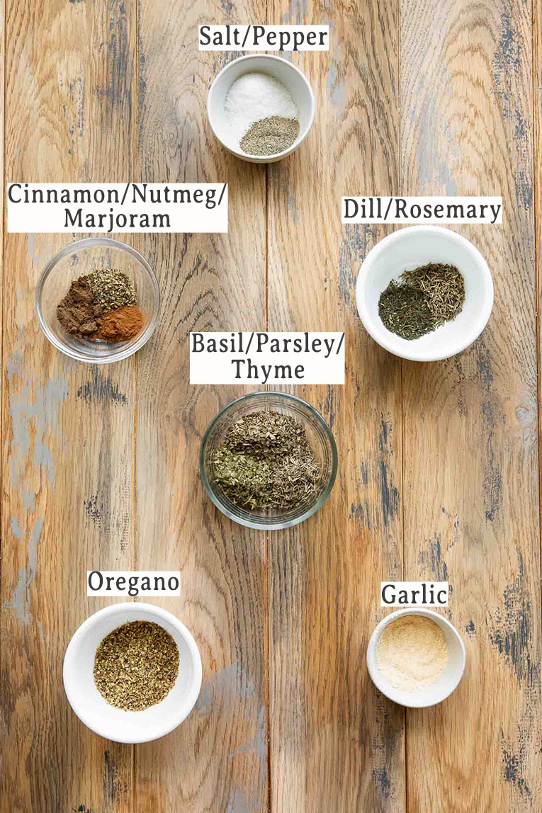 Ingredients for homemade Greek Seasoning recipe.