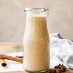 Freshly made Pumpkin Spice Creamer in a milk jug.