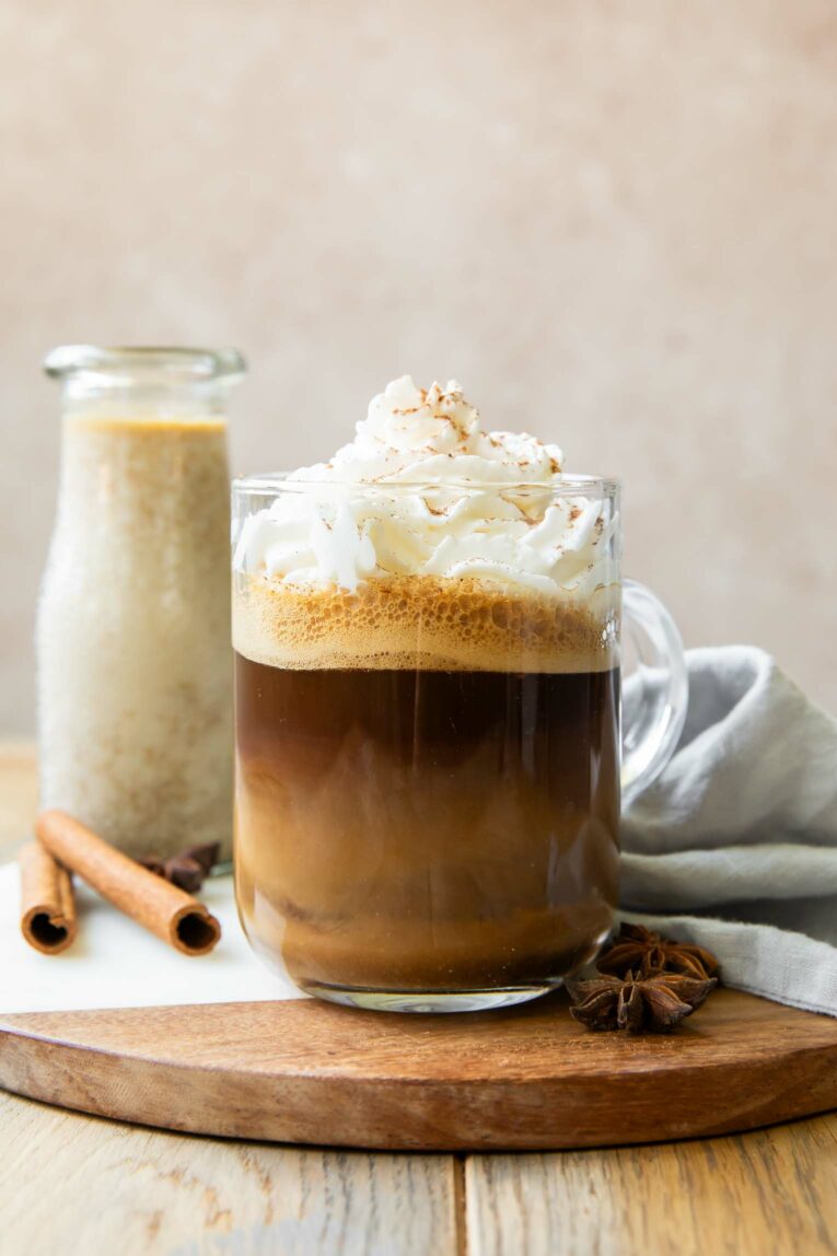 Dairy-free Pumpkin Spice Creamer in coffee mug.