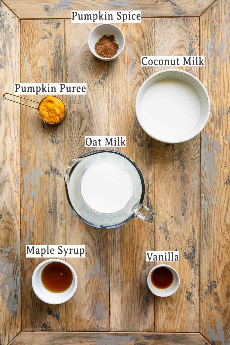 Ingredients for Pumpkin Spice Creamer recipe.