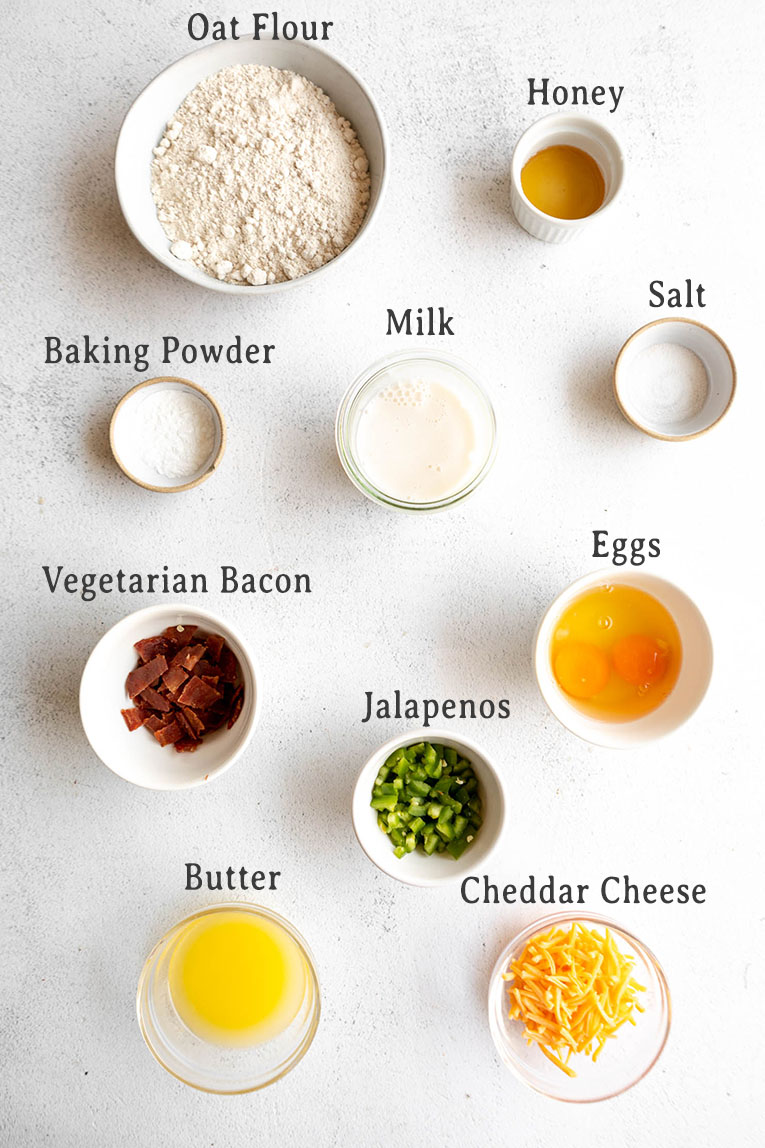Ingredients for vegetarian waffles recipe.