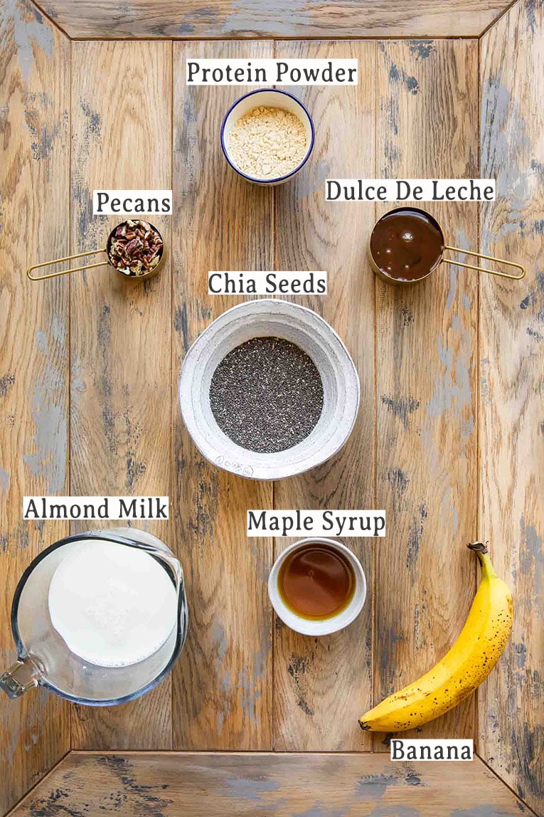 Ingredients for Dulce De Leche Chia Seed Parfait recipe.