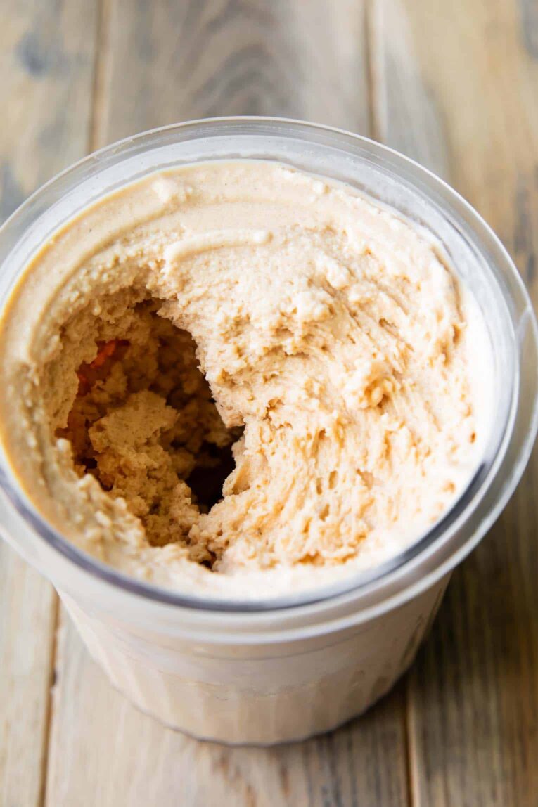 Angled photo of Ninja Creami Pumpkin Ice Cream.