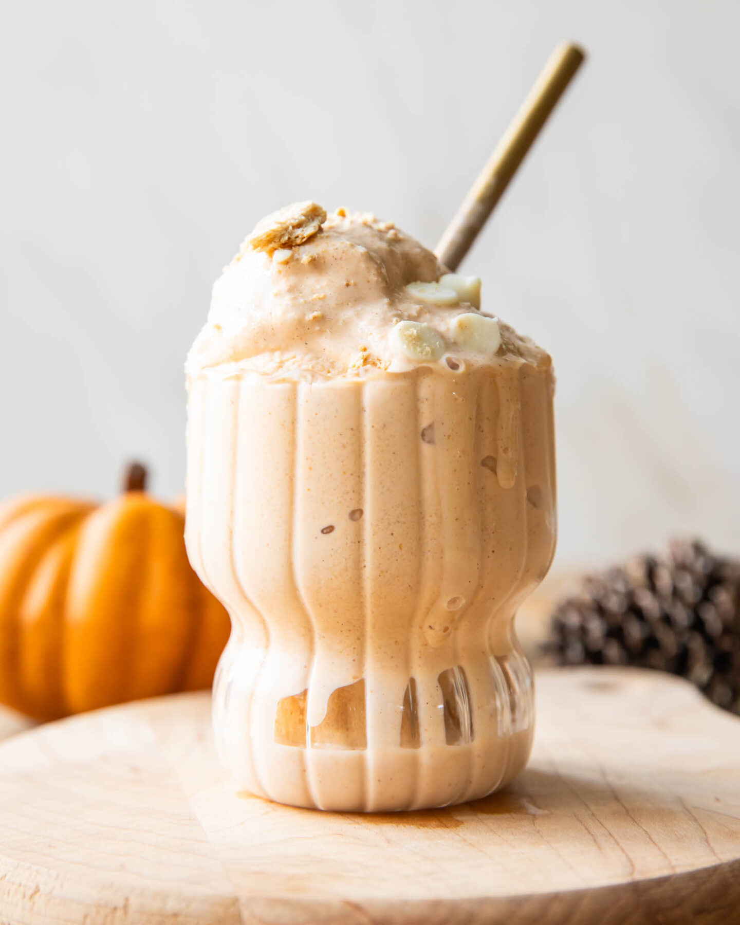 Close up of easy Pumpkin Ice Cream recipe with a spoon.