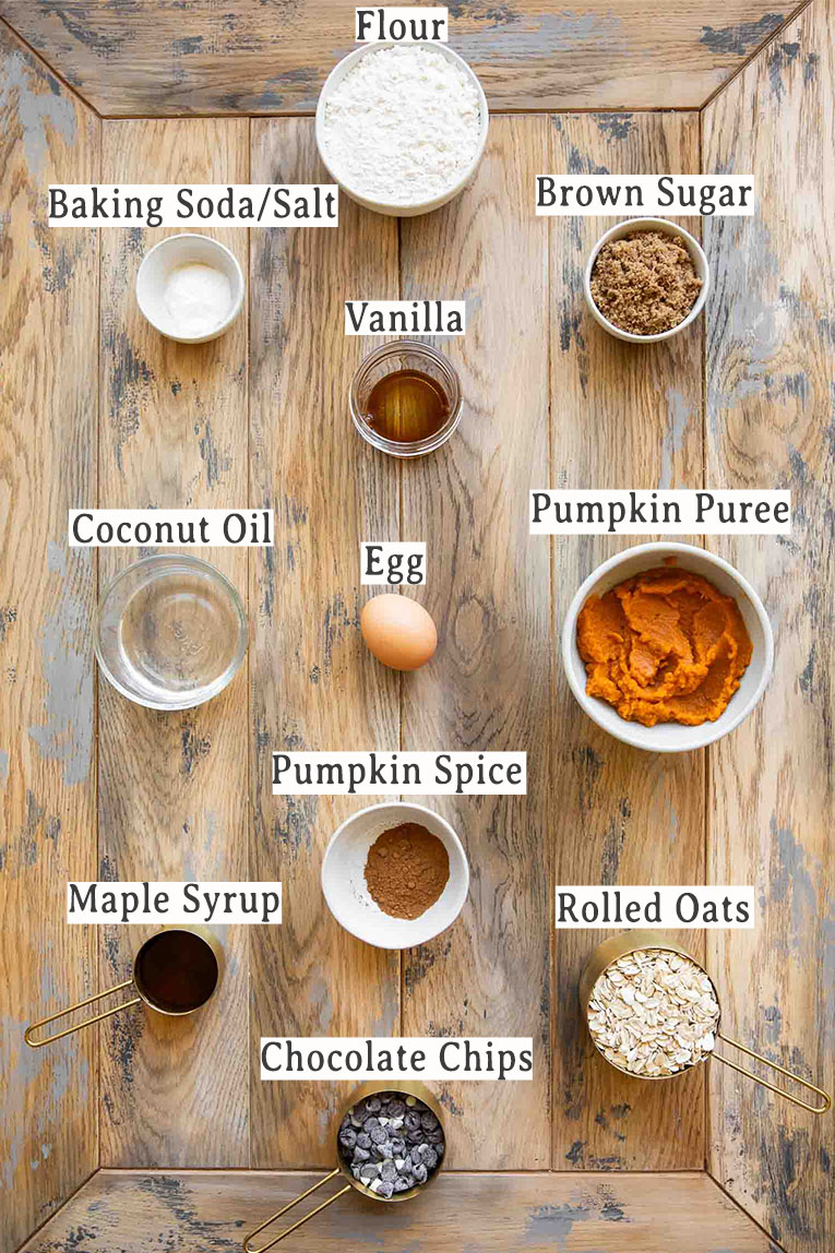 Ingredients for Pumpkin Oatmeal Cookies recipe.