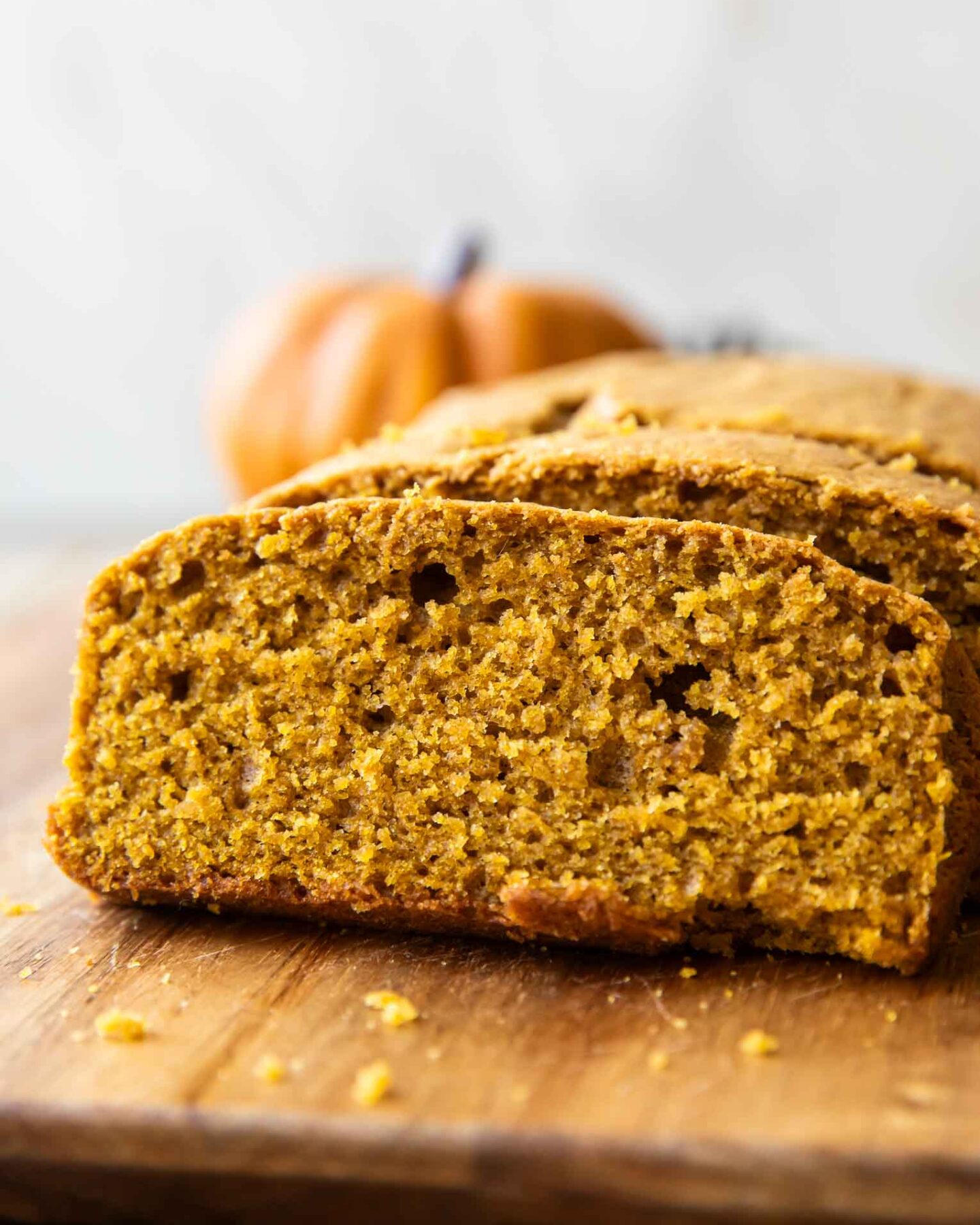 Close up across photo of Pumpkin Olive Oil Cake recipe.