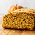 Close up across photo of Pumpkin Olive Oil Cake recipe.