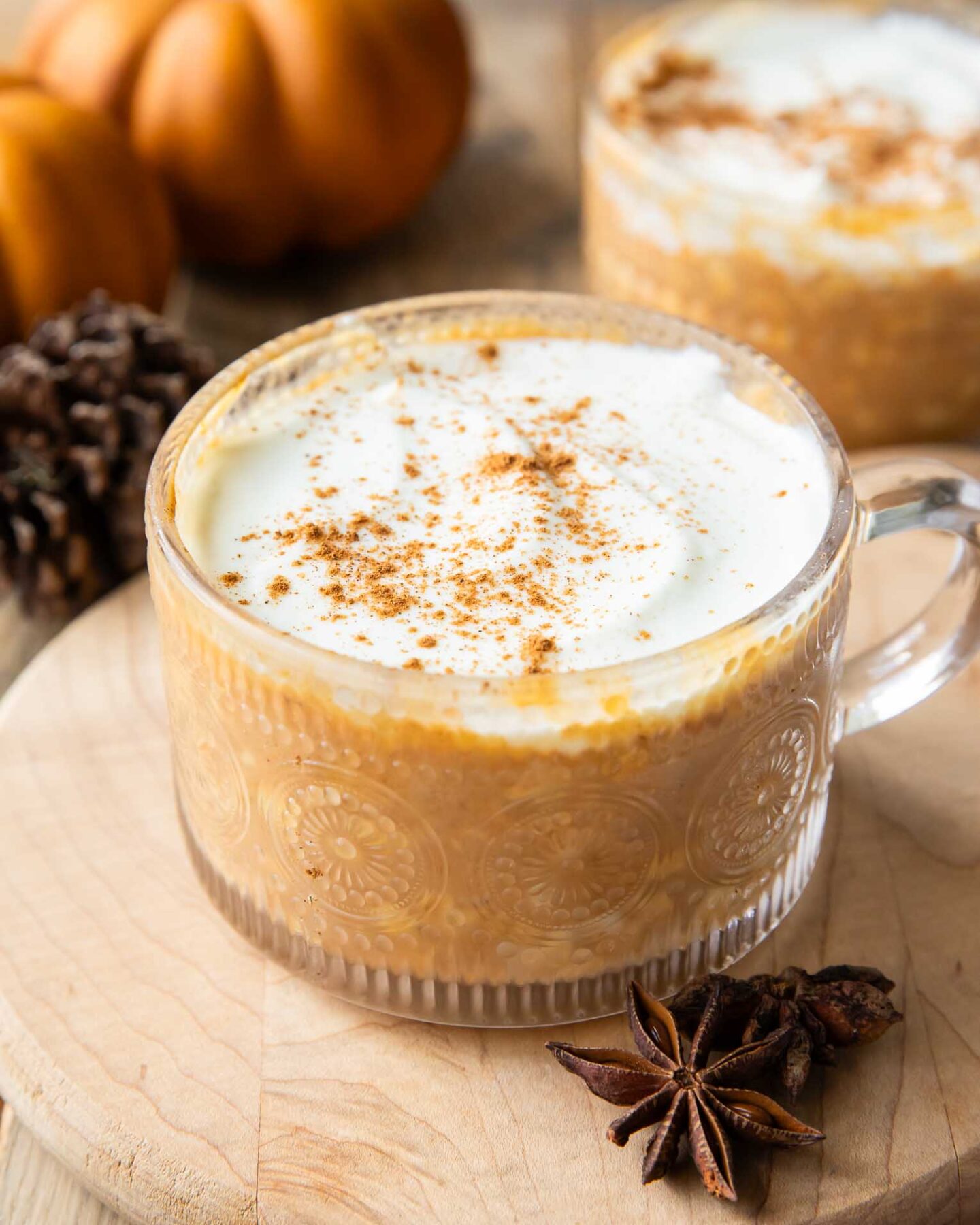 Close up of pumpkin overnight oats recipe.