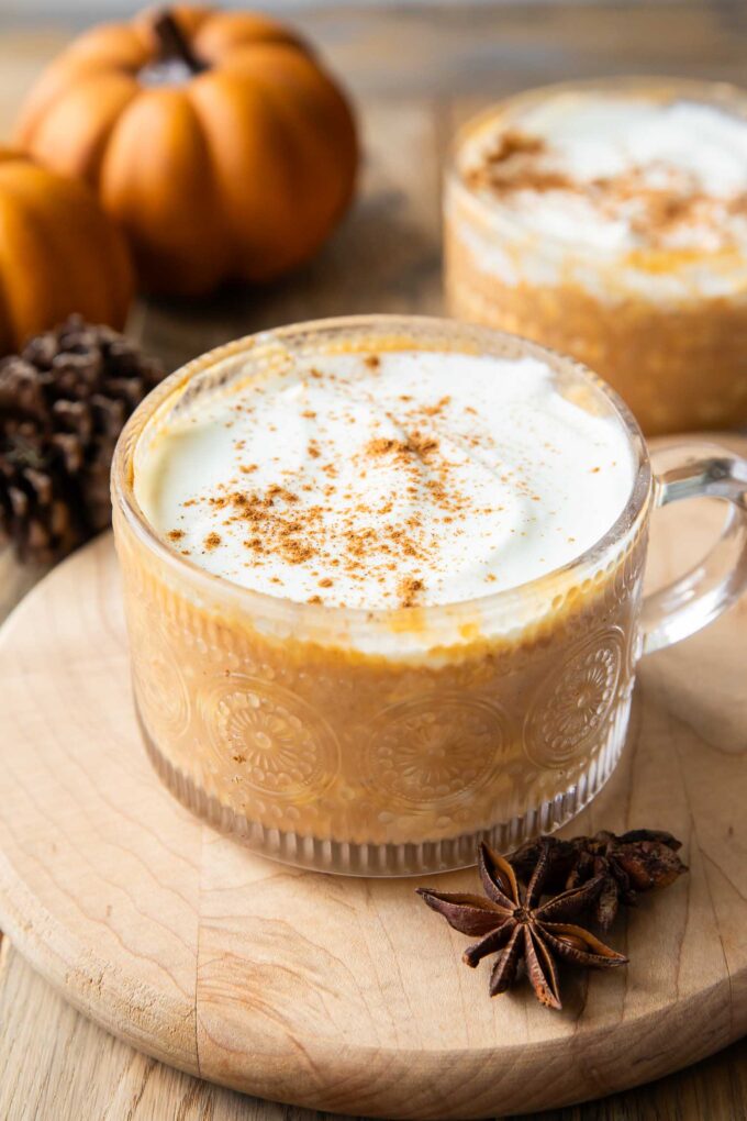 Close up of pumpkin overnight oats recipe.