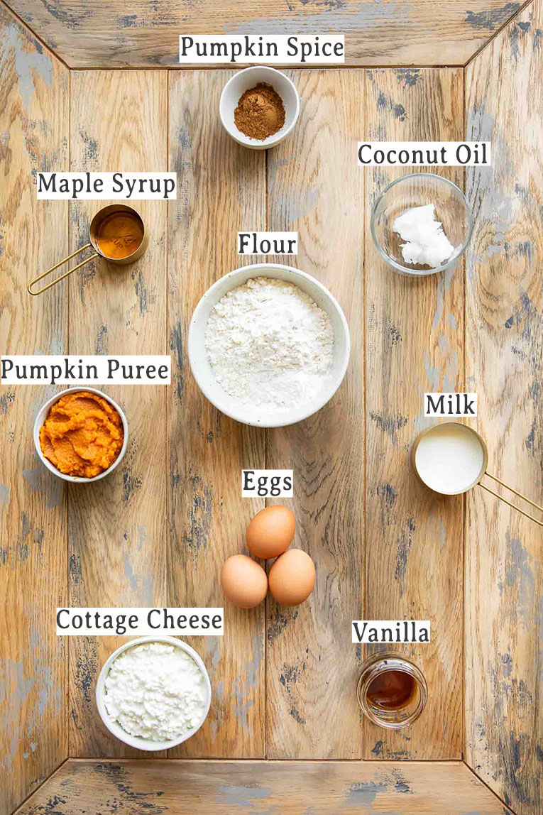 Ingredients for Pumpkin Protein Pancakes recipe.