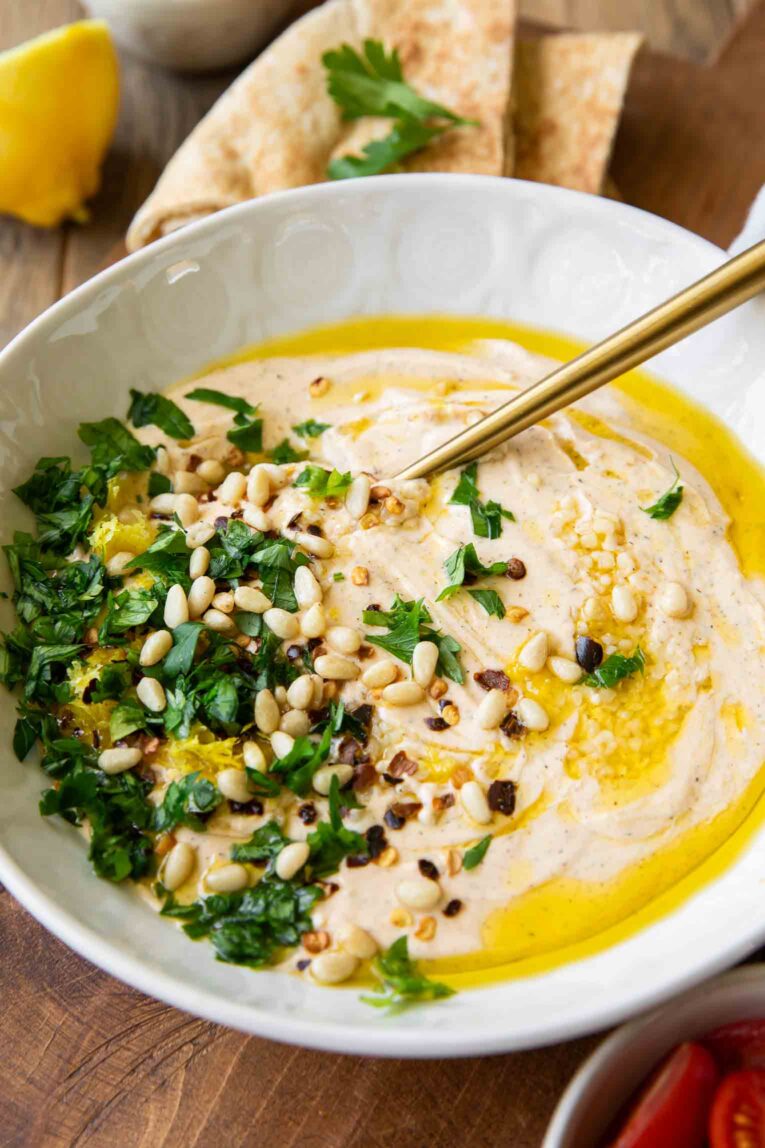 Angled photo of Whipped Feta Dip recipe.